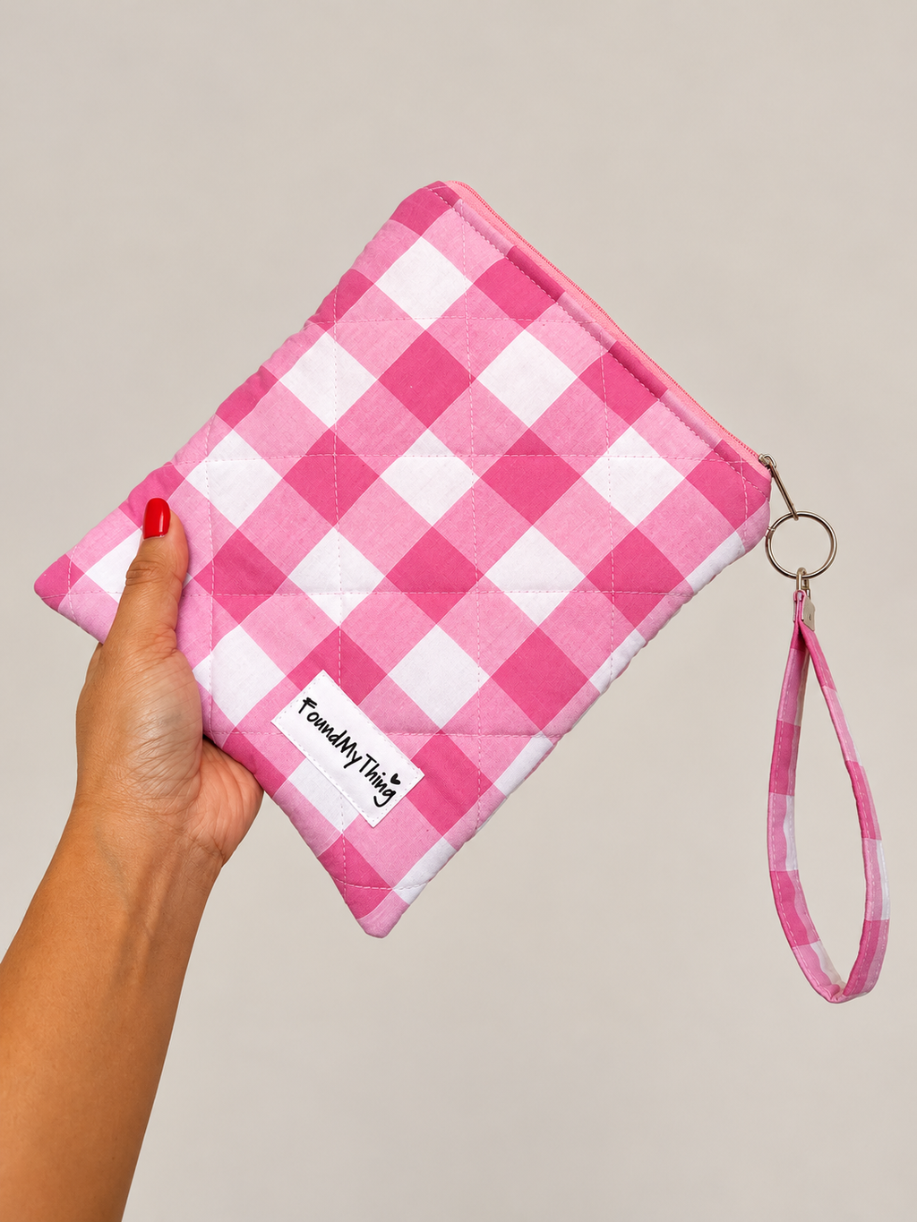 Quilted and Padded Ereader Sleeve with Zipper Closure and Matching Wristlet Keyrings