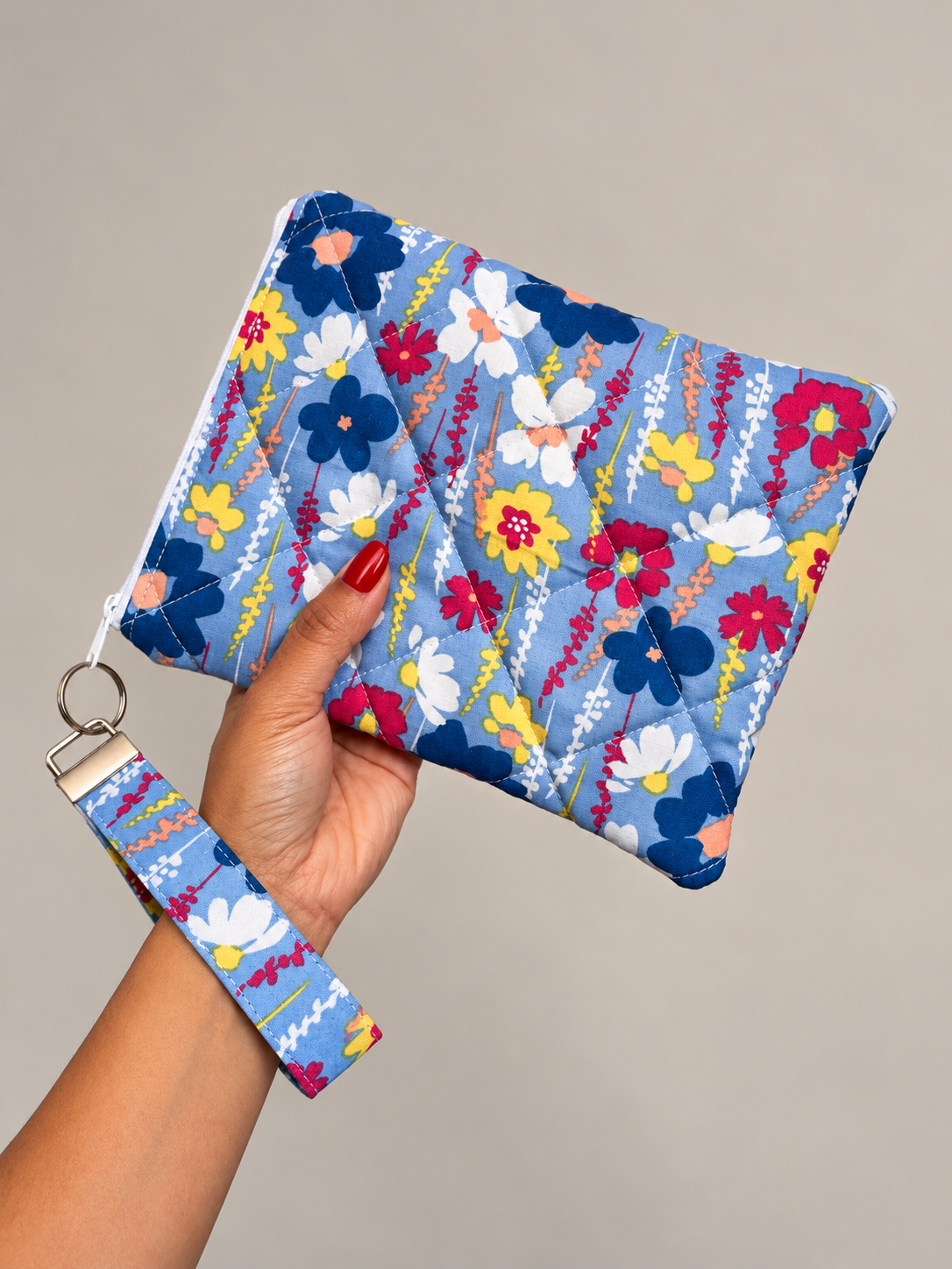 Quilted and Padded Ereader Sleeve with Zipper Closure and Matching Wristlet Keyrings