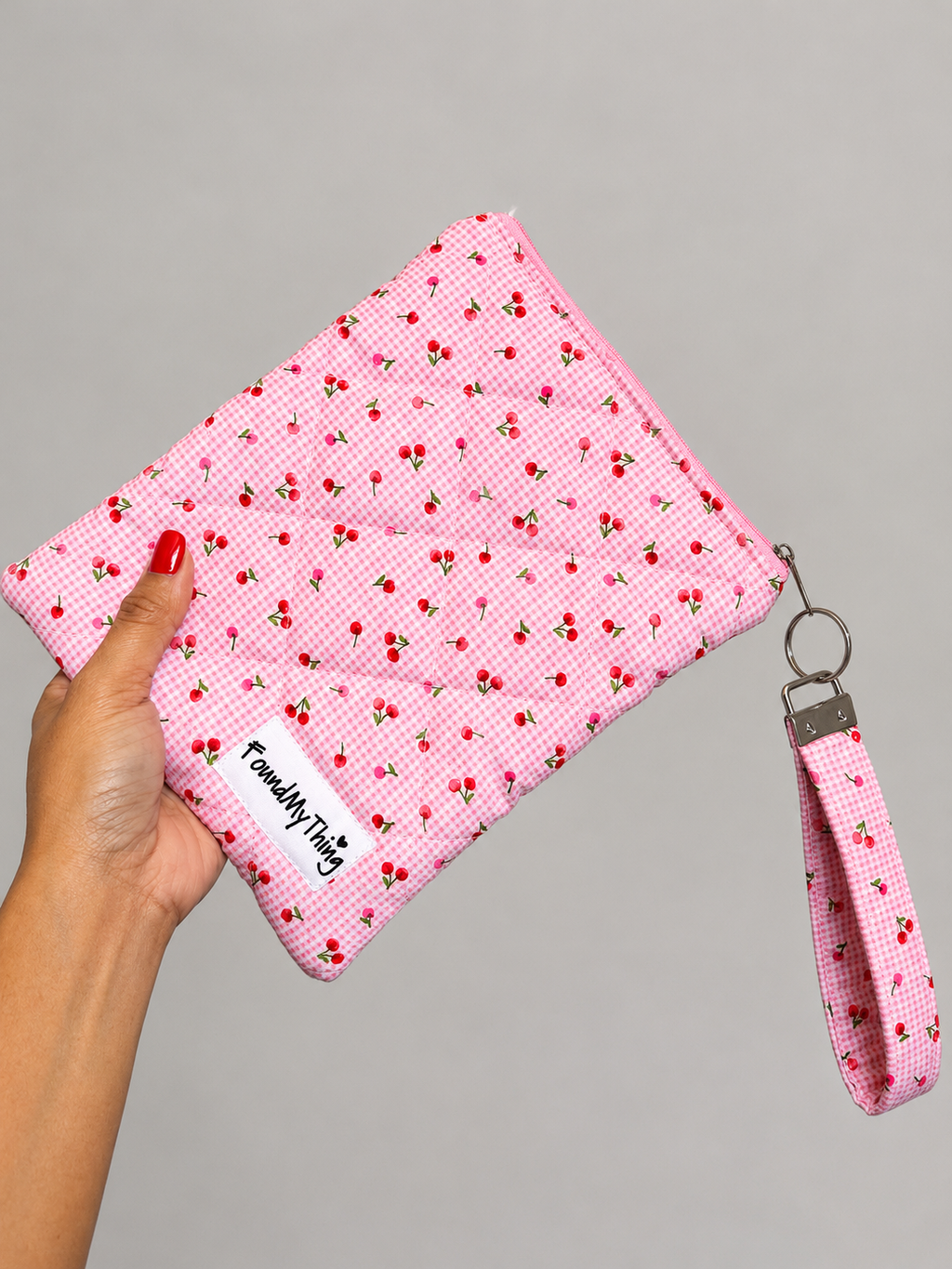 Quilted and Padded Ereader Sleeve with Zipper Closure and Matching Wristlet Keyrings