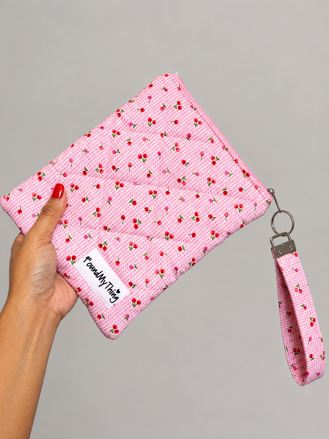 Quilted and Padded Ereader Sleeve with Zipper Closure and Matching Wristlet Keyrings